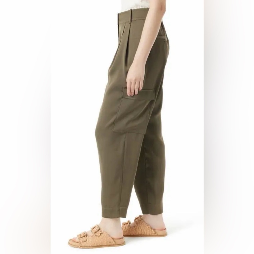NWOT SAM EDELMAN Laila Pleated Tapered Cargo Pants in Kalamata Size 6 - Picture 3 of 15